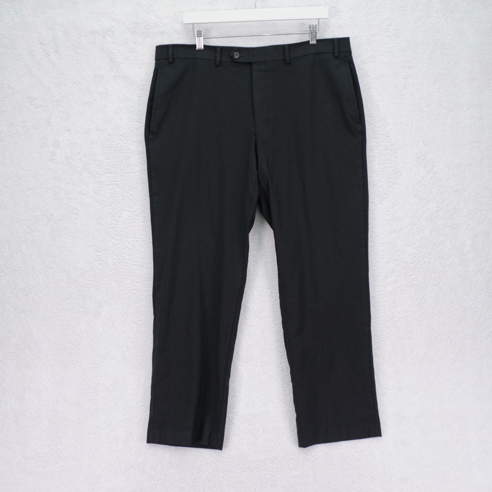 Lauren Ralph Lauren Wool Dress Pants Black -38 / 30- Flat Front Mid Rise Half Li